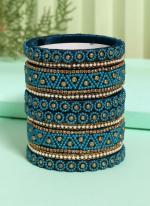   Wedding Wear  Teal Blue Color Thread Bangle Set:-2.4